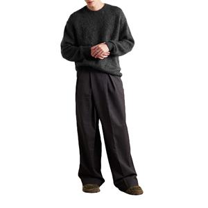 Alta calidad personalizado invierno hombres gruesos espacios en blanco negro lana difusa Mohair cuello redondo mezcla suéter de punto sudadera - Product Image 2