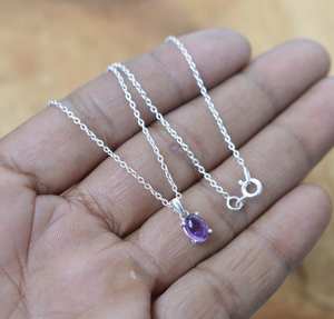 Colgante de Plata de Ley 925 con Amatista Púrpura, Joyería Hecha a Mano con Cadena, Regalo Elegante para Niñas y Mujeres, Chapado en Oro - Product Image 3