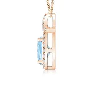 925 Silver Oval Aquamarine Crystal Necklace - Product Image 2