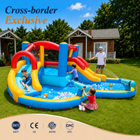 Château gonflable personnalisé en gros, MOQ 100, pour enfants, conçu pour les événements extérieurs dans les jardins, avec toboggan et piscine à double canon à eau