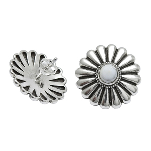 Best Selling New Design 925 <b>Sterling</b> <b>Silver</b> Natural White Turquoise Gemstone Flower Shape <b>Stud</b> <b>Earrings</b> for Woman Girls Jewelry - Product Image 1