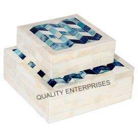 Boîtes en os incrustées écologiques et durables, design moderne, forme rectangulaire, pour installation sur table de salon - Product Image 3