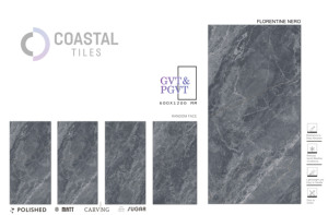 Florentine Nero 600x1200mm Colección de baldosas de porcelana de la superficie de calidad de grado AAA + brillante/mate/tallado disponible Mad - Product Image 2