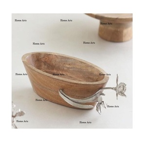 Tazón Decorativo de Madera de Primera Calidad, Tamaño Personalizado, Forma Ovalada, Tazón para Servir Alimentos para Uso en el Hogar y Hoteles - Product Image 3