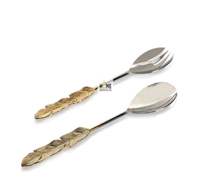 Couverts de luxe décoratifs en acier inoxydable et laiton, couverts fantaisie en métal de styliste, vaisselle de service, grands couverts personnalisés - Product Image 4