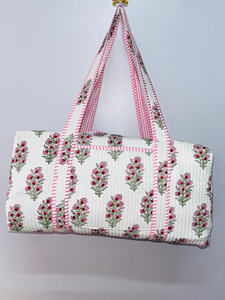 Grand sac de voyage Weekender en coton, sac de sport en tissu matelassé fait à la main, sac à bagages à main imprimé en bloc, sacs pour femmes, - Product Image 4