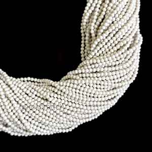 Cuentas redondas microfacetadas de howlita blanca Natural de 2mm hebras al por mayor cuentas sueltas de piedras preciosas de howlita para la fabricación de joyas a granel 13" - Product Image 5