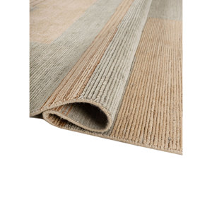 Alfombra de Lana Tesoro Gold Tejida a Mano, Alfombra Rectangular de Viscosa de 10 mm con Rayas, Diseño AUBUSSON para Uso en el Hogar y el Pasillo -Hwl-502 - Product Image 2