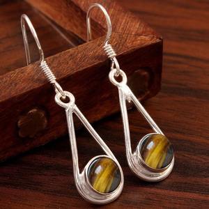 Boucles d'oreilles en argent sterling massif 925 en forme d'oeil de tigre de style bohème pour femmes et filles meilleur design pour bijoux de mariage - Product Image 3