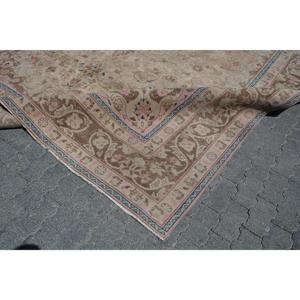 Turkish Rug, Oversize 9.6x12.5 ft Vintage Rug, <b>Brown</b> Camouflage <b>Wool</b> Rug - Product Image 4