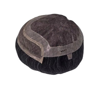 Peluca de Cabello Humano con Encaje Frontal Mono, Cabello Chino Virgen Remy, Parches de Cabello, Lacio Rizado, Ondulado Profundo, 1b+gris - Product Image 2