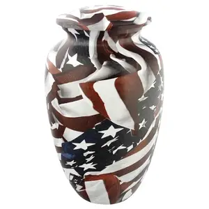 Guci Kremasi untuk Abu Guci Pemakaman Dewasa Buatan Tangan Bendera Amerika Besar Pemakaman dengan Sentuhan Akhir Elegan untuk Pemakaman