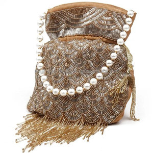 Bolso Potli con bordado dorado granate hecho a mano indio para mujer Bolso Potli DE TRABAJO Gota Patti de ARTESANÍA DE LUJO A PRECIO AL POR MAYOR - Product Image 1