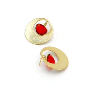 Dua Carnelian Chalcedony ต่างหูห้อยอินเทรนด์ทำด้วยมือชุบทอง18K ทองเหลืองเครื่องประดับงานแต่งงาน - Product Image 3