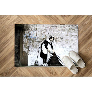 Tapis de balayage Maid Sweeping, Tapis abstraits, Tapis Banksy, Tapis Banksy Femme, Tapis imprimé, Tapis à poils doux - Product Image 5