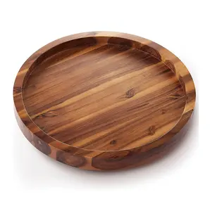 Acacia Wood Lazy Susan Small Spinning Spice Rack Rotating Cheese Serving Tray Plate For Kitchen ware and restaurant use