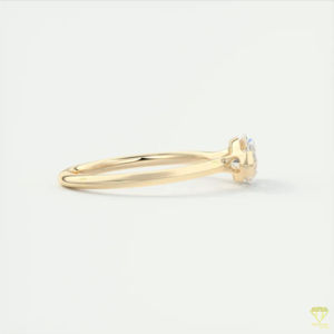 East West Contemporary Vintage Bague de fiançailles Marquise Lab Grown Diamond Half Bezel Solitaire Cadeau d'anniversaire pour elle - Product Image 4