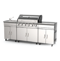 Four à pizza et barbecue électronique moderne, luxueux, haut de gamme, en acier inoxydable 304, 6 brûleurs, écologique, durable, finition argentée, antiadhésif