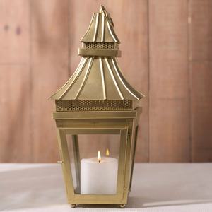 Portavelas de madera de latón antiguo, diseño hecho a mano, farol colgante de suelo único para decoraciones navideñas para el hogar, incluye vela - Product Image 2