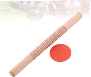 1pc Embossed Rolling Pin Wooden Pasta Roller Fondant Roller Non-stick Rolling Pin Wood Roller - Product Image 5