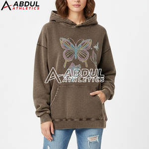 Sweat-shirts pour femmes avec strass et effet délavé tendance, style streetwear, sweat-shirts avec strass et effet délavé - Product Image 3