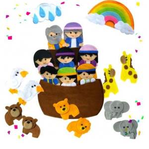 Ensemble de marionnettes à doigts Famille Noé, marionnettes en tissu doux et résistantes, avec Noé, sa femme et ses fils, pour les enfants de 2 à 6 ans, école du dimanche, maison - Product Image 2