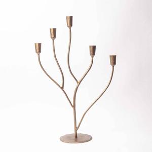 Soporte de vela de metal dorado con acabado brillante en forma antigua de tamaños personalizados 3-portavelas con dimensiones de 10,25x4,25x8,75 - Product Image 6