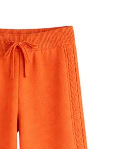 Conjunto de Suéter de Punto Naranja Brillante y Pantalones Anchos para Mujer, Jersey de Cuello Alto, Ropa de Salón Acogedora para Invierno, Fabricante Personalizado OEM - Product Image 6