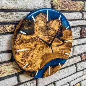 Horloge murale moderne en résine époxy faite à la main, couleur personnalisée, quartz, aiguille simple face, décoration artistique pour salon, bureau à domicile, intérieur - Product Image 3