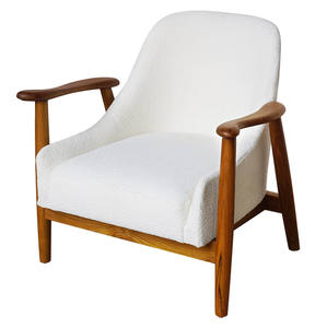 Chaise de salle à manger moderne avec coussins doux et cadre en bois de teck pour meubles de maison dans les complexes villas appartements - Product Image 2