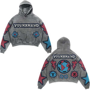 Pull à capuche de haute qualité pour hommes 100% haut en coton tendance en détresse motif 3D polaire Design doublé motif solide vente - Product Image 4