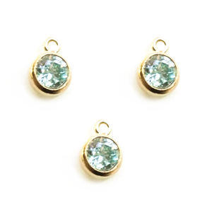 Aigue-marine lunette ronde pierre de naissance Cz breloques coupe normale 6mm pierre de naissance Cz or Vermeil argent Sterling lunette ensemble pendentifs pour elle - Product Image 1