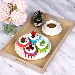 Bandeja DE SERVICIO DE MADERA multifunción Mesa de centro de madera Bandeja de servicio Bandeja otomana decorativa para vivir Espaciosa por artesanía de media luna - Product Image 1