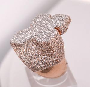 Bague en diamant de culture certifiée IGI, plaquée or rose 14k/18k, croix hip-hop, diamant CVD taille émeraude, pour femmes et hommes, pour les fêtes - Product Image 2