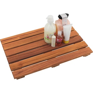 Nouveau plateau de bain en bois naturel avec base perforée et bras support élégant pour organiser les essentiels de la salle de bain - Product Image 1
