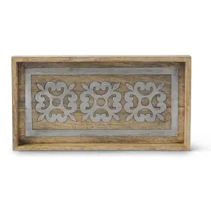 Venta caliente de la mejor calidad de servicio de madera con diseño de fregona Bandeja de servicio decorativa para el hogar personalizada para uso en la cocina a precio al por mayor - Product Image 1