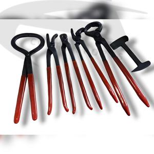 Kit d'outils d'entretien des sabots de cheval Costa Sports Equestrian, 6 pièces, acier inoxydable, revêtement en caoutchouc noir, sac d'outils de fermeur de sabots - Product Image 2