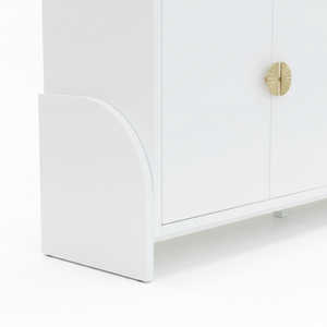 Étagère de rangement moderne en chêne massif, couleur blanche, multifonctionnelle, modèle Cabinet Second Moon - Product Image 5