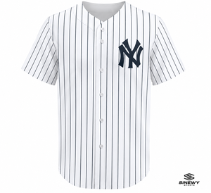 SINEWY SPORTS Maillot de baseball imprimé sublimé personnalisé à rayures pour homme, manches courtes, boutons sur le devant, respirant, 100% polyester - Product Image 2