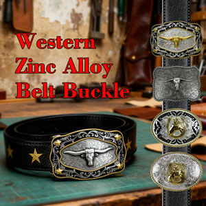 Fivela de Cinto para Homens OEM ODM Personalizada com Logo de Metal em Relevo, Estilo Cowboy Ocidental Antigo, Grande, em Liga de Zinco, Latão, Ouro, Artesanato 3D - Product Image 1