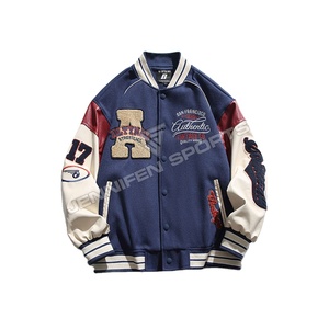 Nouveaux patchs de broderie Chenillie Varsity Jacket de la meilleure qualité, laine de coquille, manches en cuir, fermeture à bouton, doublure matelassée à l'intérieur - Product Image 1