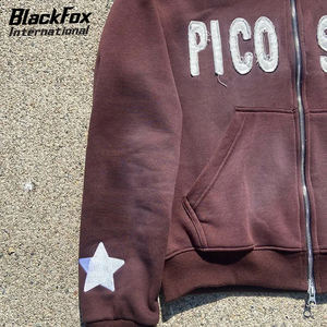 Best Supplier's Newest Two-Piece Summer Casual Wear Distressing Embroidery <b>Zip</b> <b>up</b> <b>Hoodie</b> and Shorts with Custom Logo Print - Product Image 5