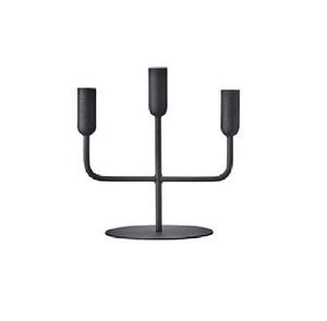 Décoration de maison texte noir mat enduit de poudre 3 bras bougeoir et support candélabre en fer fait à la main personnalisé - Product Image 1