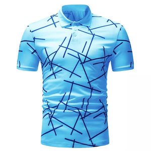 Polo décontracté d'été pour homme à manches courtes en polyester respirant avec tissu tricoté à motif uni - Product Image 6