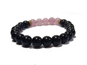 <b>Bracelet</b> Black Obsidian and Rose Quartz <b>Beads</b> Stone <b>Bracelet</b> Crystal Gemstone Fashion Jewelry <b>Men</b> and Women Gift Energy Medi - Product Image 3