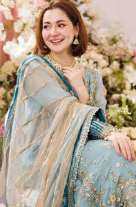 Anarkali Lehenga Choli de Manga Larga con Adornos Elaborados para Mujer, Vestido de Novia de Lujo con Bordado, Material Acrílico de Secado Rápido, Estilo Pakistaní - Product Image 4