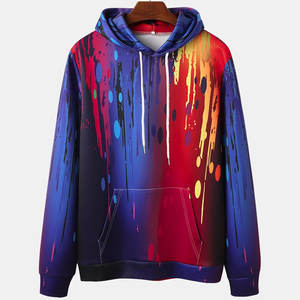 100% algodón poliéster sublimado cuello con capucha pulóver sudaderas de gran tamaño para hombres sudaderas con cordón largo tallas grandes de punto - Product Image 1