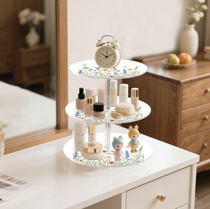 Soporte de Acrílico de 3 Niveles con Diseño de Cuadrícula Estética para Té de la Tarde, Reutilizable y Ecológico, para Cafeterías y Boutiques - Product Image 3