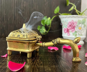 Calidad Premium Deco purificador latón Dhuna Loban quemador Dhoop Dhuni quemador Sambrani Dhoop incienso quemador para Loban - Product Image 1