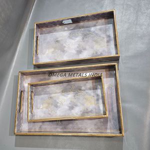 Bandeja de madera de Venta caliente con acabado antiguo y patrón único para mesa de comedor de regalo de lujo y presentación en el hogar - Product Image 1